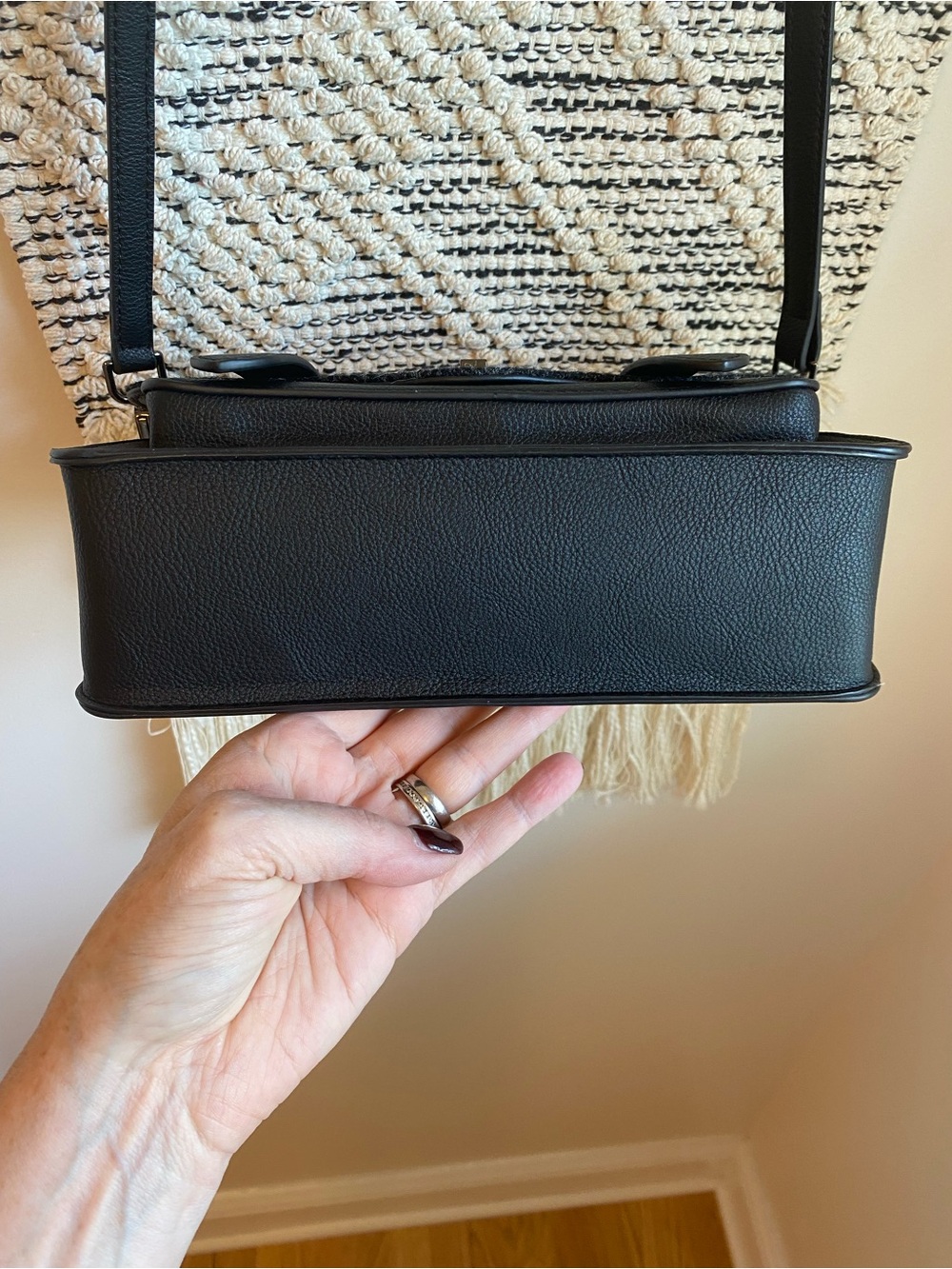 Harris Tweed Black Leather Satchel - Picture 4 of 6